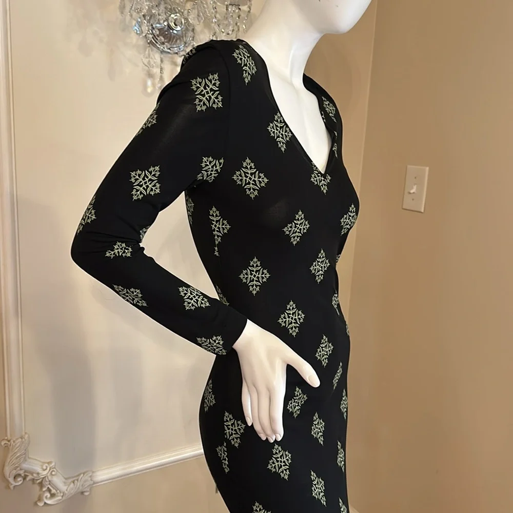 GIANNI VERSACE VERSUS Vintage Floor Long Viscose Black Dress size 28 42 - Picture 12 of 13